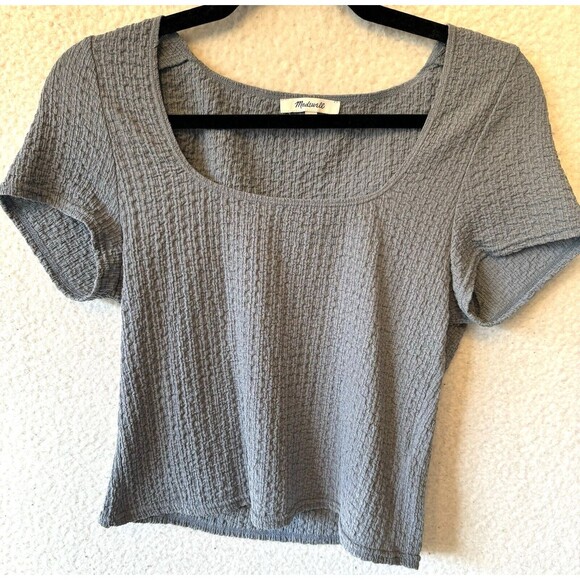 Madewell Shirt Size Large Popcorn Top Teapot Blue Short‎ Sleeve - Picture 3 of 9